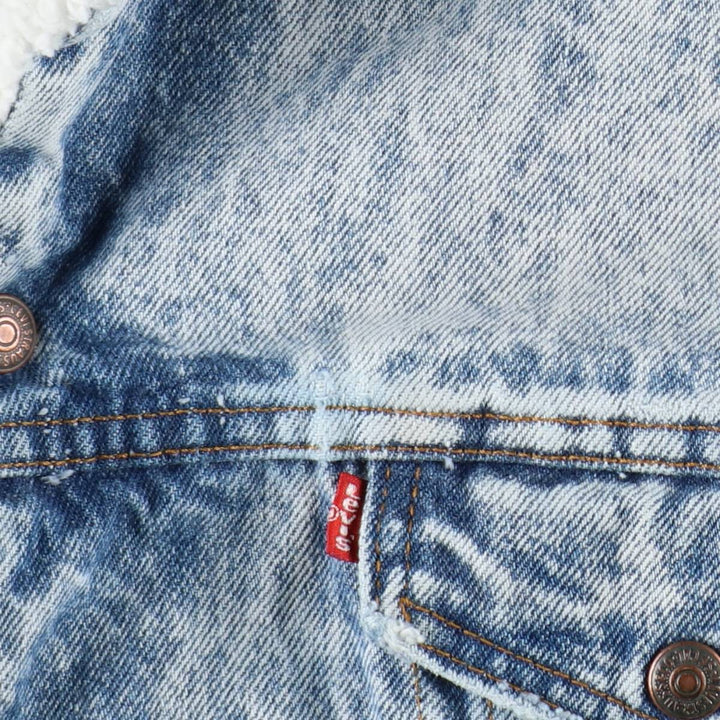 80s-90'S Levi's padded, chemical-wash denim fleece jacket, made in USA, men's size XL equivalent, vintage. unclear blue type Vintage Second Hand