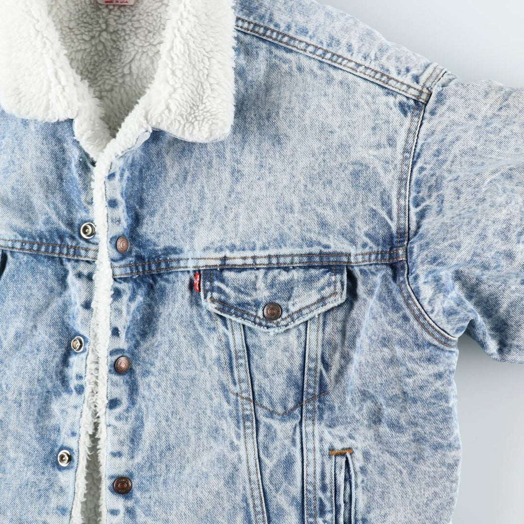80s-90'S Levi's padded, chemical-wash denim fleece jacket, made in USA, men's size XL equivalent, vintage. unclear blue type Vintage Second Hand