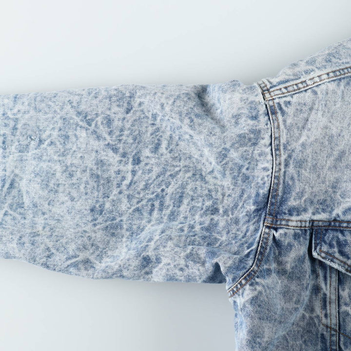80s-90'S Levi's padded, chemical-wash denim fleece jacket, made in USA, men's size XL equivalent, vintage. unclear blue type Vintage Second Hand