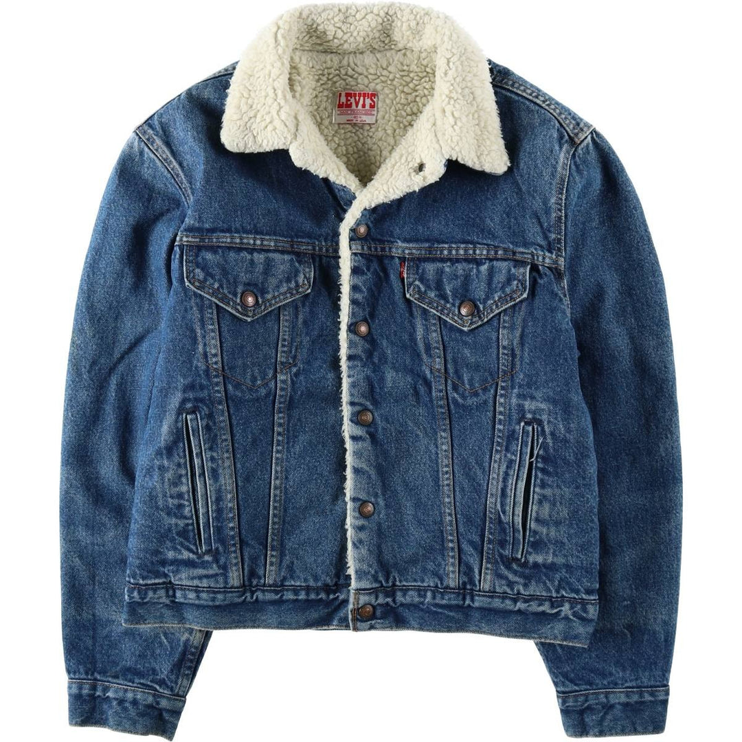 1980'S Levi's denim shearling jacket, made in USA, men's size M (approx.) unclear blue type Vintage Second Hand