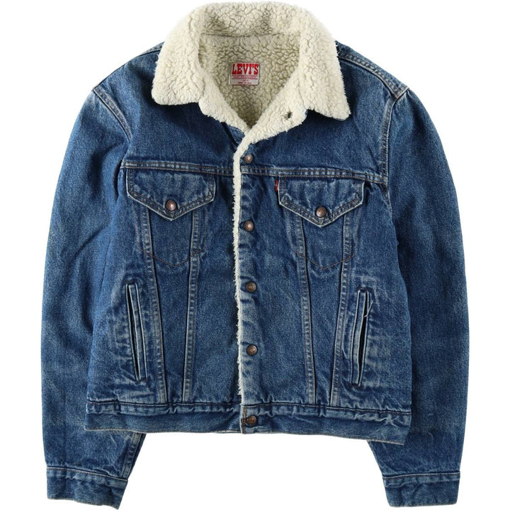1980'S Levi's denim shearling jacket, made in USA, men's size M (approx.) unclear blue type Vintage Second Hand