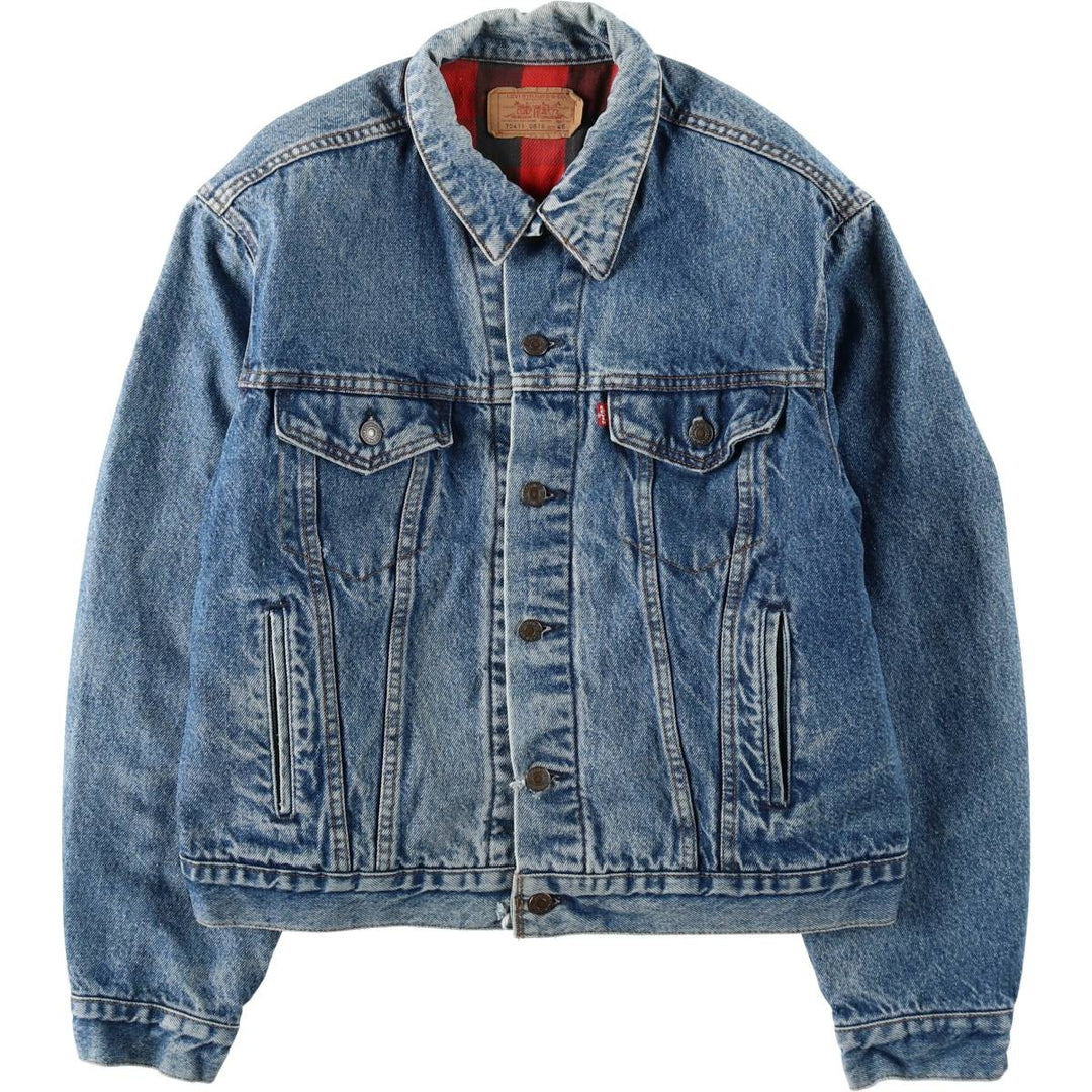 1990'S Levi's 70411-0816 Padded Denim Jacket (G-Jean) Made in USA, Men's Size XL (approx.) cotton blue type Vintage Second Hand