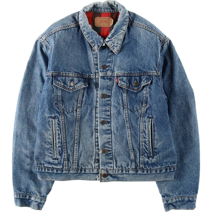 1990'S Levi's 70411-0816 Padded Denim Jacket (G-Jean) Made in USA, Men's Size XL (approx.) cotton blue type Vintage Second Hand