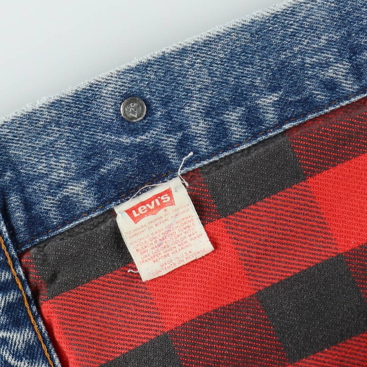 1990'S Levi's 70411-0816 Padded Denim Jacket (G-Jean) Made in USA, Men's Size XL (approx.) cotton blue type Vintage Second Hand