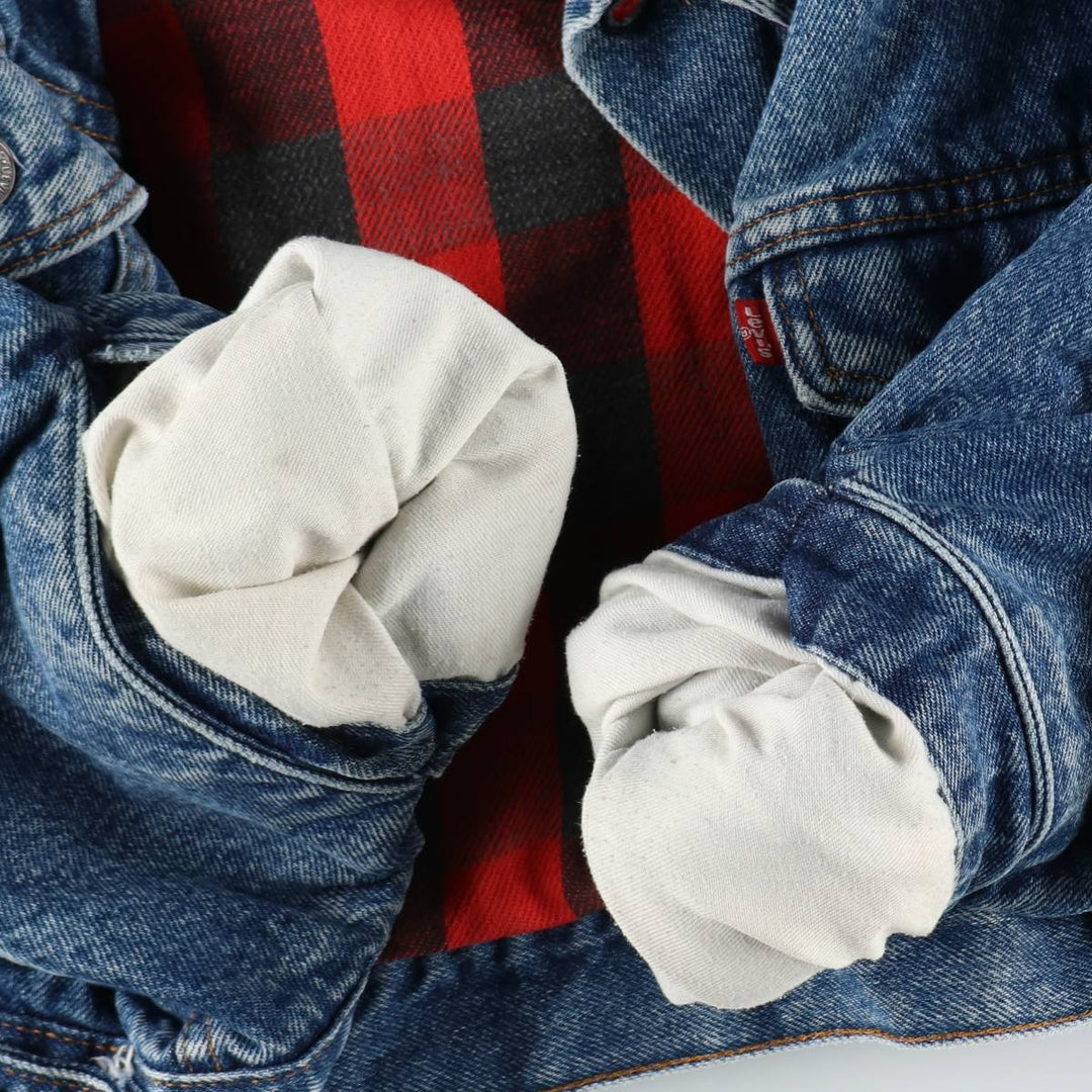 1990'S Levi's 70411-0816 Padded Denim Jacket (G-Jean) Made in USA, Men's Size XL (approx.) cotton blue type Vintage Second Hand
