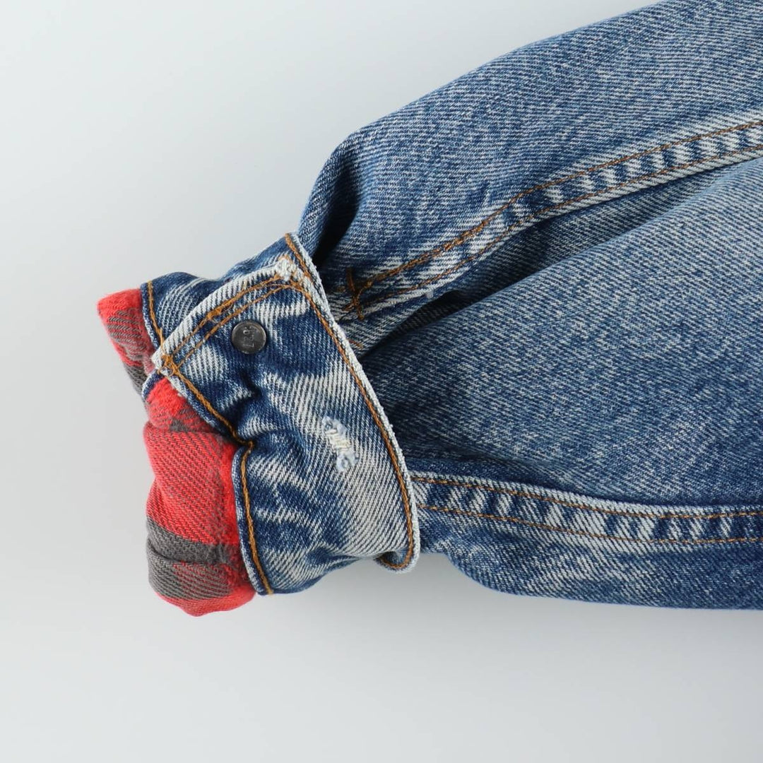 1990'S Levi's 70411-0816 Padded Denim Jacket (G-Jean) Made in USA, Men's Size XL (approx.) cotton blue type Vintage Second Hand