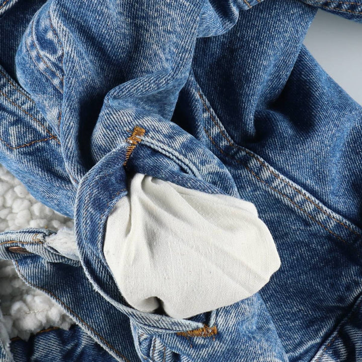 90'S Levi's padded denim fleece jacket, made in USA, men's size XXL equivalent. unclear blue type Vintage Second Hand