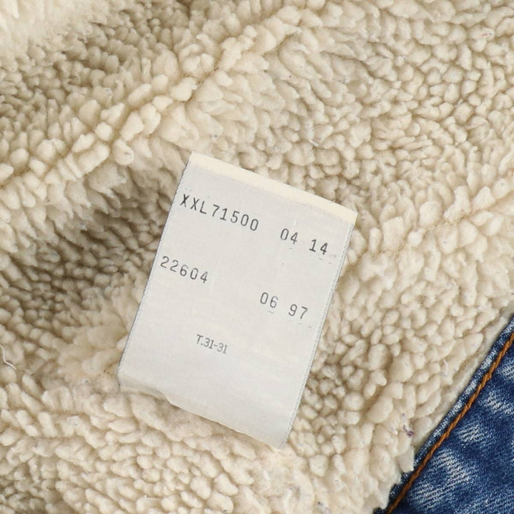 1990'S Levi's 71500-0414 Denim Boa Jacket, Men's XXL equivalent. cotton blue type Vintage Second Hand