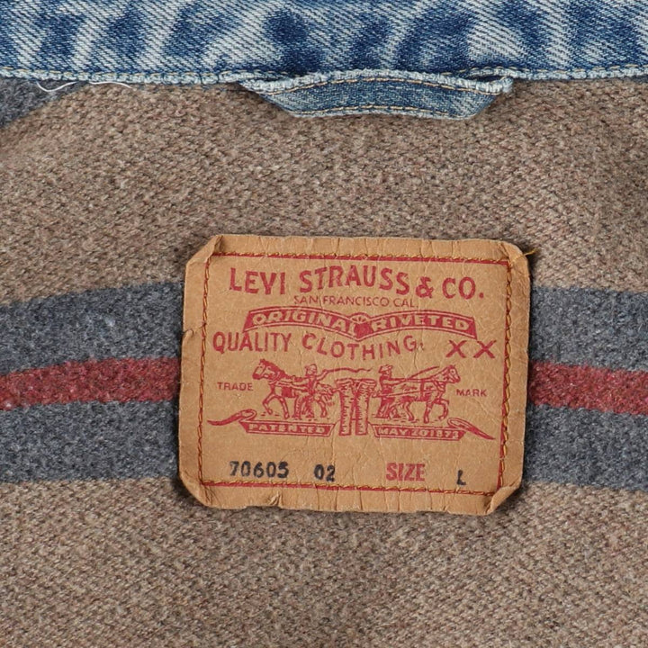 1990'S Levi's 70605-0215 Denim Jacket (Men's Size L equivalent) Vintage cotton blue type Vintage Second Hand