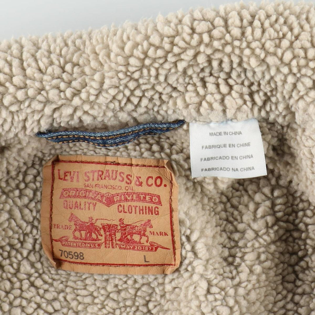 Levi's 70598 Padded Denim Boa Jacket, Men's Size L (approx.) cotton blue type Vintage Second Hand