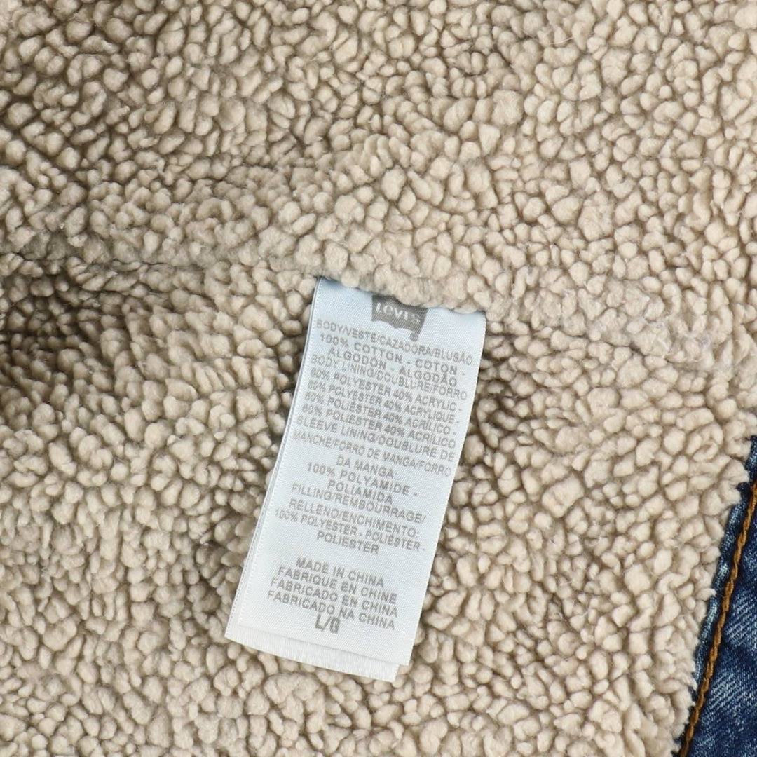 Levi's 70598 Padded Denim Boa Jacket, Men's Size L (approx.) cotton blue type Vintage Second Hand