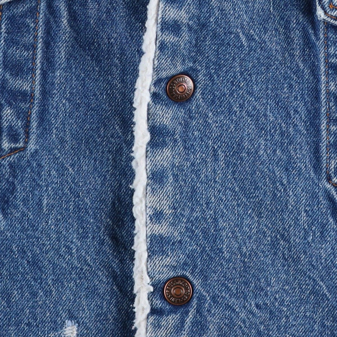 1990'S Levi's 71608-0216 Padded Denim Boa Jacket, Made in USA, Men's XXL equivalent. cotton blue type Vintage Second Hand