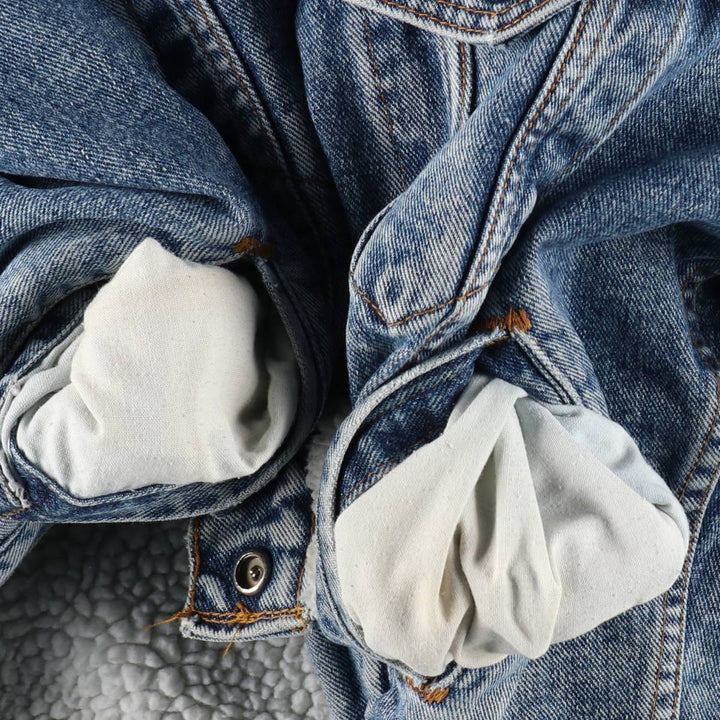 1990'S Levi's 70609-4891 Padded Denim Boa Jacket, Made in USA, Men's Size L (approx.), Vintage cotton blue type Vintage Second Hand