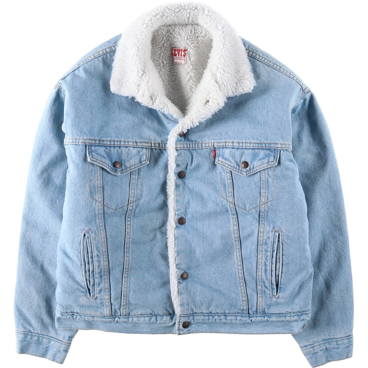 1980'S Levi's 70609-0234 Padded Denim Boa Jacket, Made in USA, Men's Size L (Equivalent), Vintage cotton Blue type light blue Vintage Second Hand