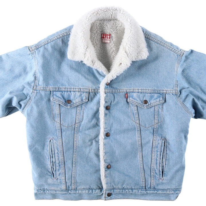 1980'S Levi's 70609-0234 Padded Denim Boa Jacket, Made in USA, Men's Size L (Equivalent), Vintage cotton Blue type light blue Vintage Second Hand