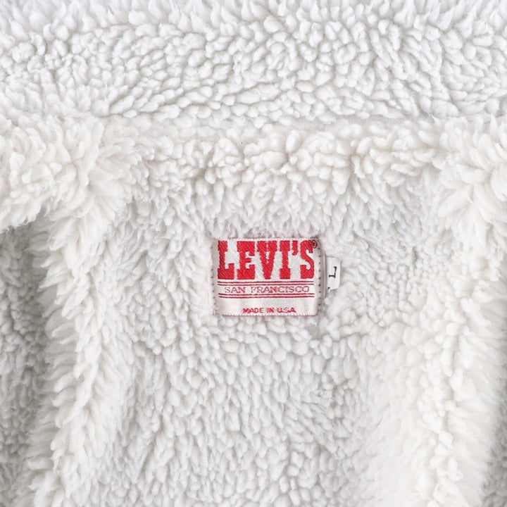 1980'S Levi's 70609-0234 Padded Denim Boa Jacket, Made in USA, Men's Size L (Equivalent), Vintage cotton Blue type light blue Vintage Second Hand