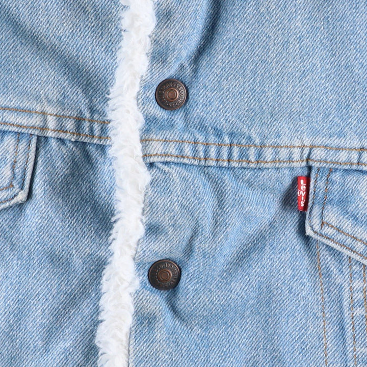 1980'S Levi's 70609-0234 Padded Denim Boa Jacket, Made in USA, Men's Size L (Equivalent), Vintage cotton Blue type light blue Vintage Second Hand