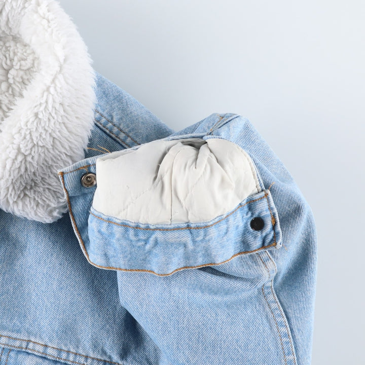 1980'S Levi's 70609-0234 Padded Denim Boa Jacket, Made in USA, Men's Size L (Equivalent), Vintage cotton Blue type light blue Vintage Second Hand