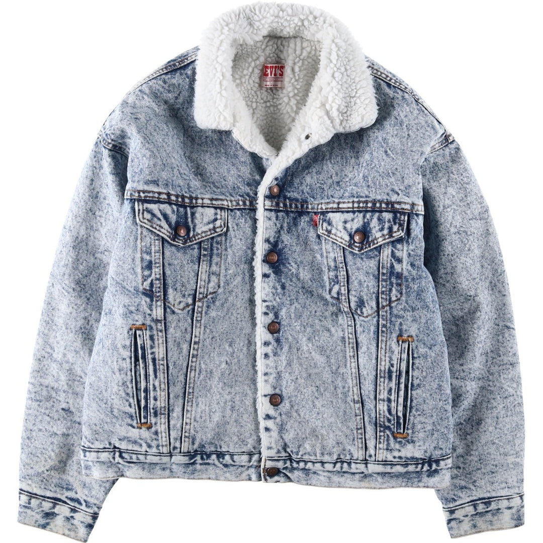 1990'S Levi's 70609-0219 Padded Chemical Wash Denim Boa Jacket, Made in USA, Men's Size L (approx.) cotton blue type Vintage Second Hand