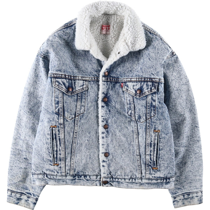 1990'S Levi's 70609-0219 Padded Chemical Wash Denim Boa Jacket, Made in USA, Men's Size L (approx.) cotton blue type Vintage Second Hand