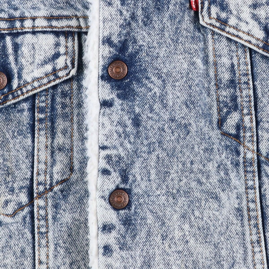 1990'S Levi's 70609-0219 Padded Chemical Wash Denim Boa Jacket, Made in USA, Men's Size L (approx.) cotton blue type Vintage Second Hand