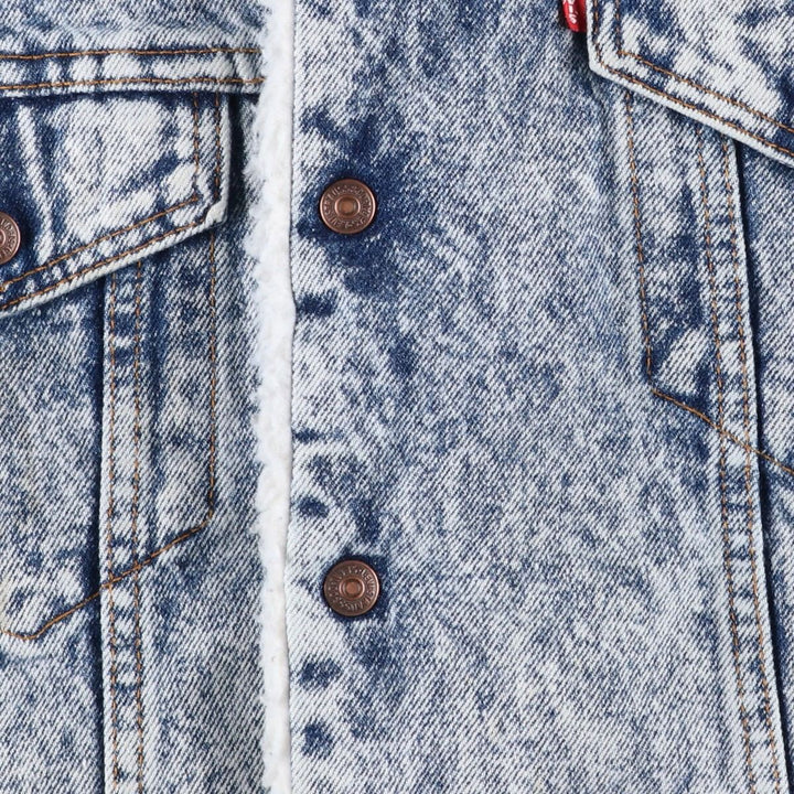 1990'S Levi's 70609-0219 Padded Chemical Wash Denim Boa Jacket, Made in USA, Men's Size L (approx.) cotton blue type Vintage Second Hand