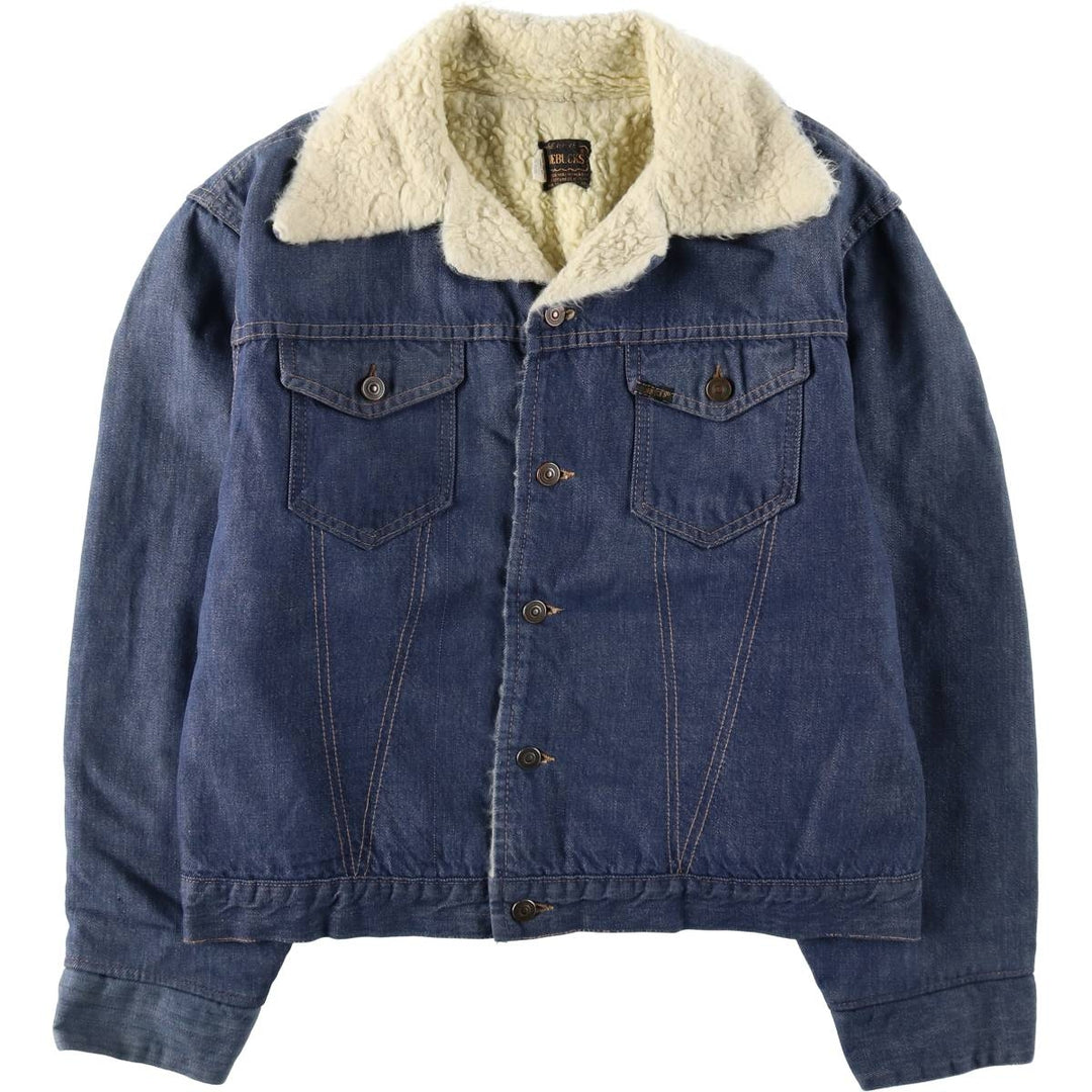 1970'S ROEBUCKS Padded Bat-Dyed Denim Boa Jacket, Men's Size L (Equivalent), Vintage unclear navy blue type Vintage Second Hand