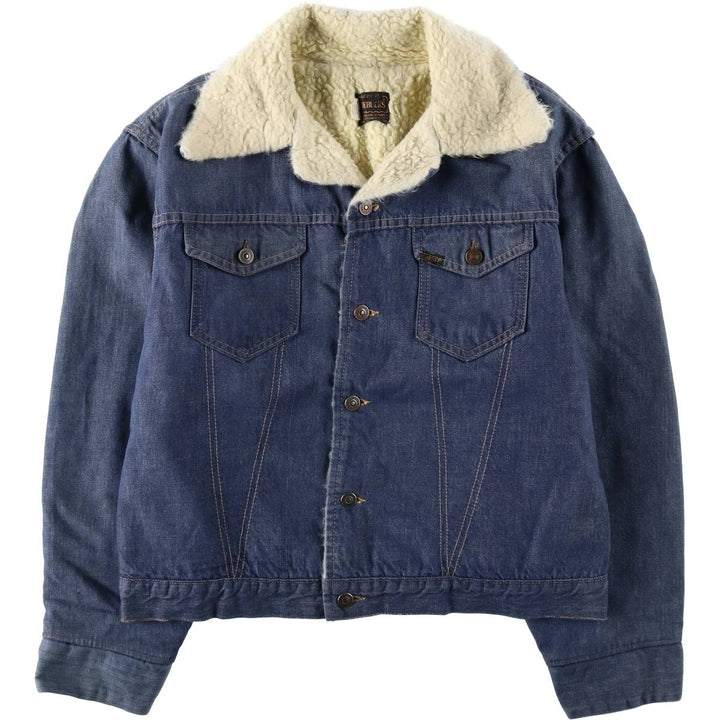 1970'S ROEBUCKS Padded Bat-Dyed Denim Boa Jacket, Men's Size L (Equivalent), Vintage unclear navy blue type Vintage Second Hand