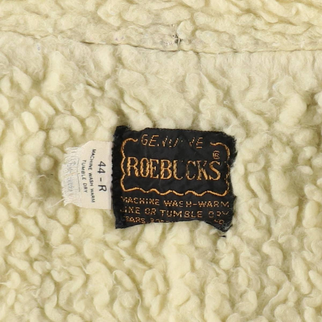1970'S ROEBUCKS Padded Bat-Dyed Denim Boa Jacket, Men's Size L (Equivalent), Vintage unclear navy blue type Vintage Second Hand