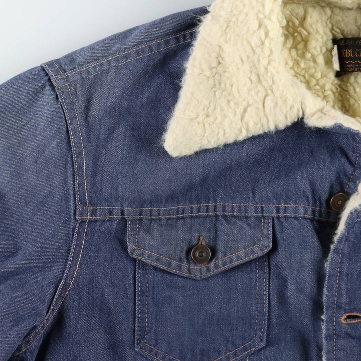 1970'S ROEBUCKS Padded Bat-Dyed Denim Boa Jacket, Men's Size L (Equivalent), Vintage unclear navy blue type Vintage Second Hand