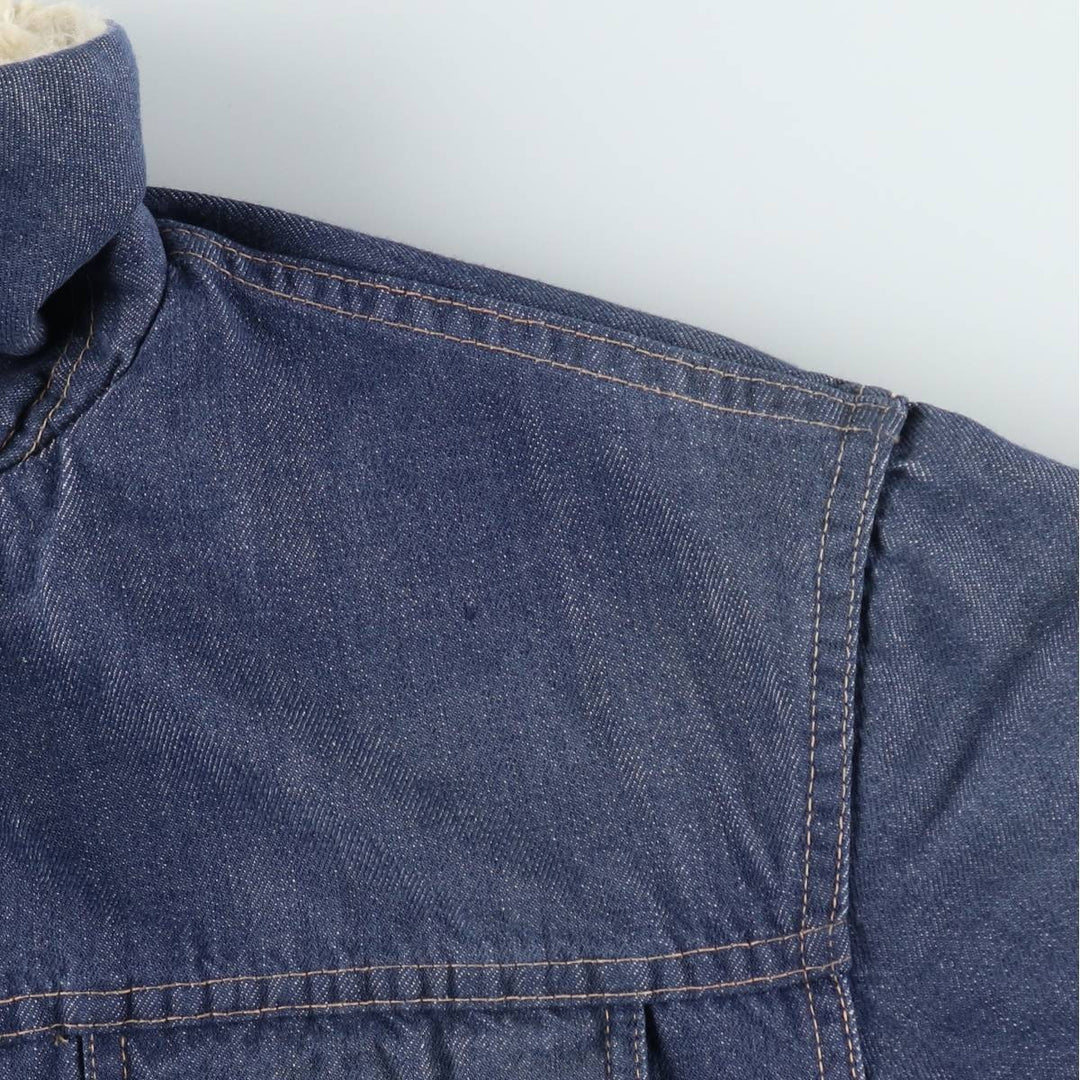 1970'S ROEBUCKS Padded Bat-Dyed Denim Boa Jacket, Men's Size L (Equivalent), Vintage unclear navy blue type Vintage Second Hand