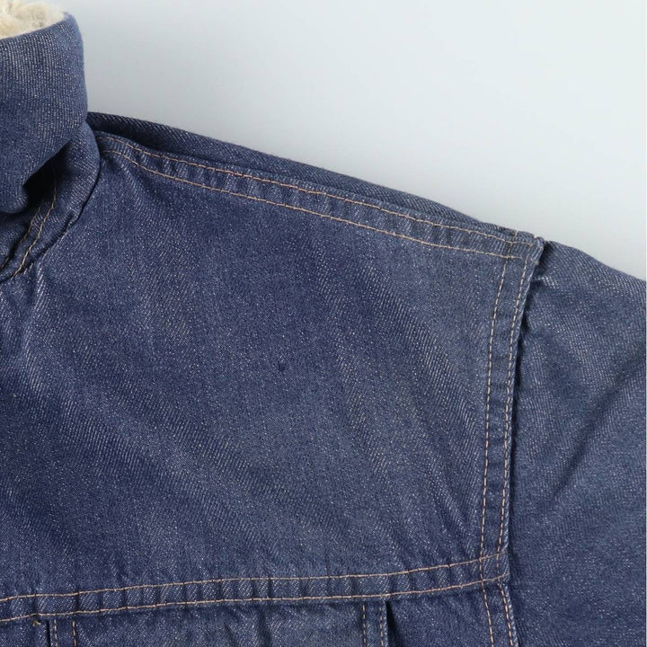 1970'S ROEBUCKS Padded Bat-Dyed Denim Boa Jacket, Men's Size L (Equivalent), Vintage unclear navy blue type Vintage Second Hand