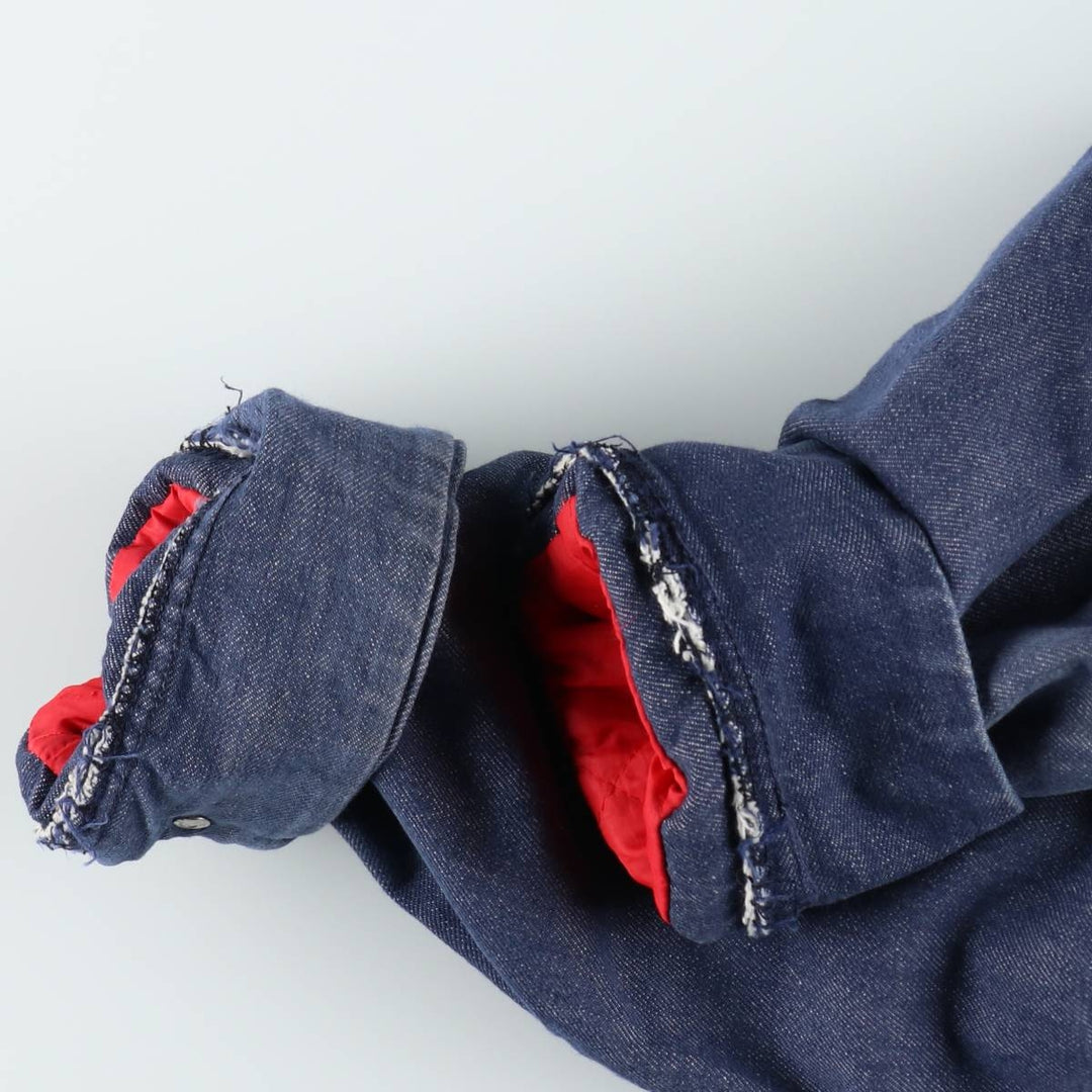1970'S ROEBUCKS Padded Bat-Dyed Denim Boa Jacket, Men's Size L (Equivalent), Vintage unclear navy blue type Vintage Second Hand