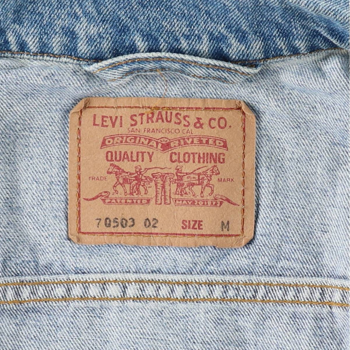 90'S Levi's 70503-0210 denim jacket, denim jacket, men's size M, vintage cotton blue type Vintage Second Hand
