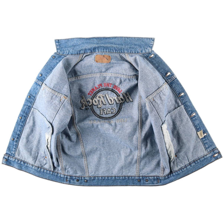 1990'S Levi's 70507-4890 Hard Rock Cafe Denim Jacket, Made in USA, Men's Size S (approx.), Vintage cotton blue type Vintage Second Hand