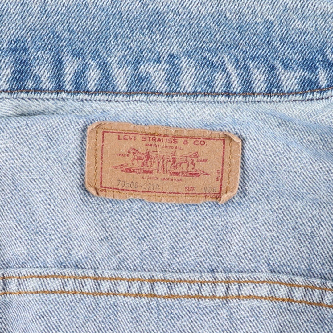 80s~90'S Levi's 70506-0214 denim jacket, denim jacket, made in USA, men's size M, vintage cotton blue type Vintage Second Hand