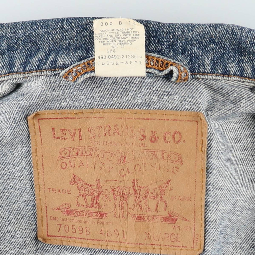 90'S Levi's 70598-4891 Large Patch Denim Jacket (Men's XL equivalent) Vintage cotton blue type Vintage Second Hand