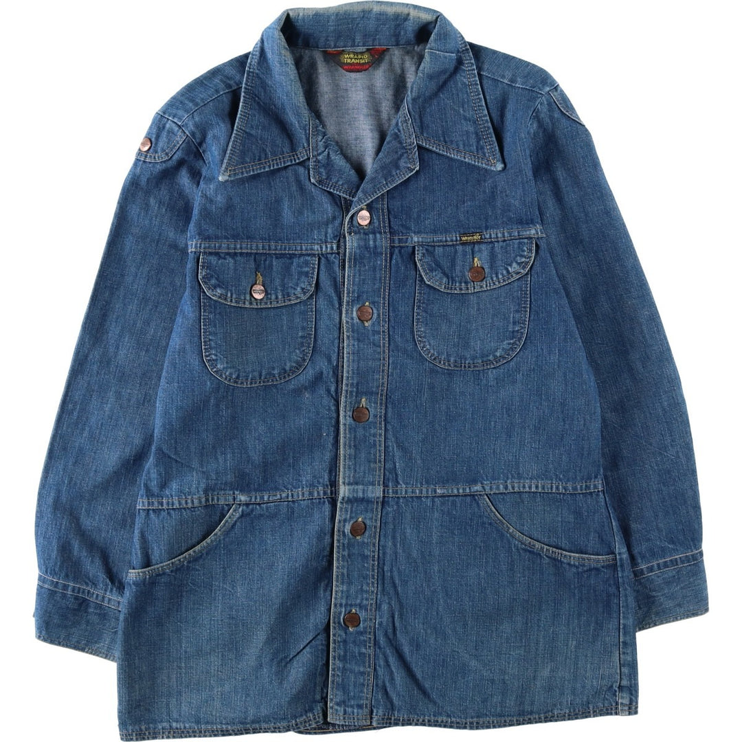 1970'S Wrangler WRAPID TRANSIT Denim Bush Jacket, Men's Size L (approx.), Vintage unclear blue type Vintage Second Hand