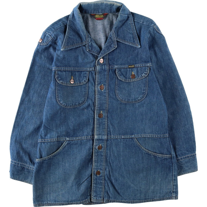 1970'S Wrangler WRAPID TRANSIT Denim Bush Jacket, Men's Size L (approx.), Vintage unclear blue type Vintage Second Hand