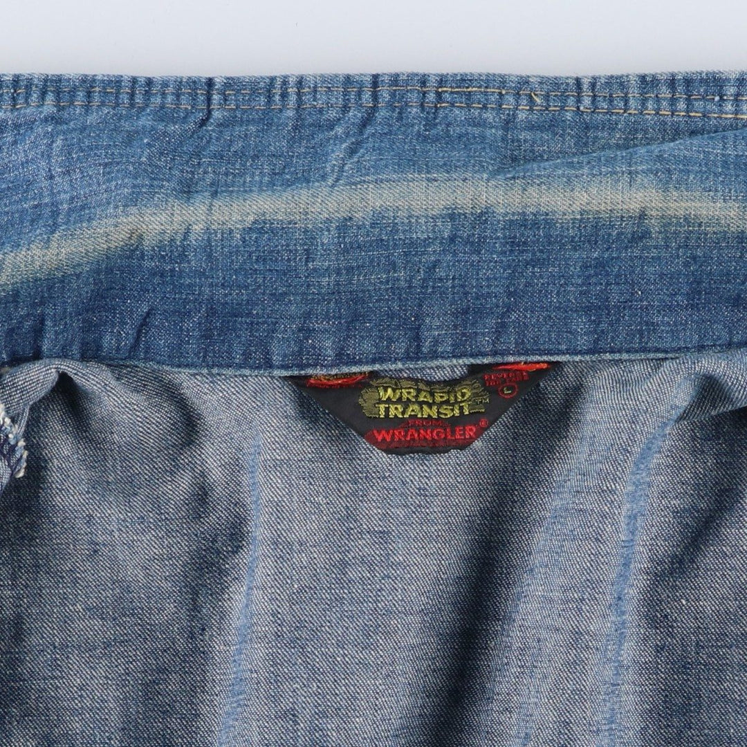 1970'S Wrangler WRAPID TRANSIT Denim Bush Jacket, Men's Size L (approx.), Vintage unclear blue type Vintage Second Hand