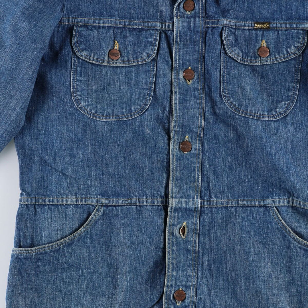 1970'S Wrangler WRAPID TRANSIT Denim Bush Jacket, Men's Size L (approx.), Vintage unclear blue type Vintage Second Hand