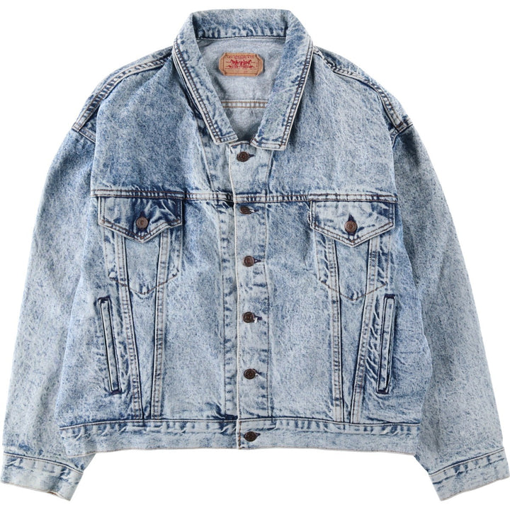 1990'S Levi's 75068-0219 Chemical Wash Denim Jacket, Made in USA, Men's Size L (approx.), Vintage cotton blue type Vintage Second Hand