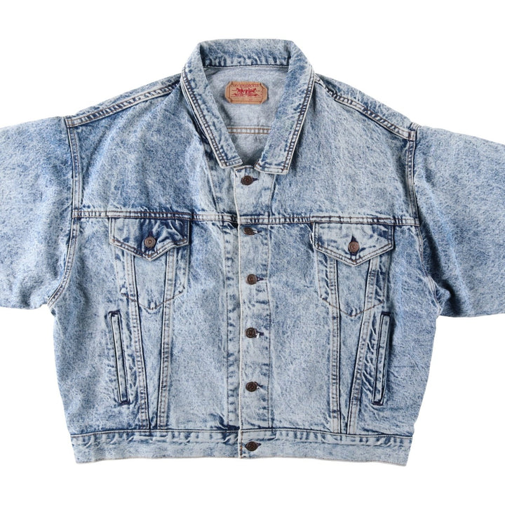 1990'S Levi's 75068-0219 Chemical Wash Denim Jacket, Made in USA, Men's Size L (approx.), Vintage cotton blue type Vintage Second Hand