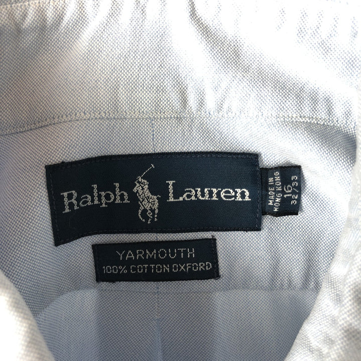 Ralph Lauren YARMOUTH long sleeve button down shirt, men's size L cotton Blue type light blue Vintage Second Hand