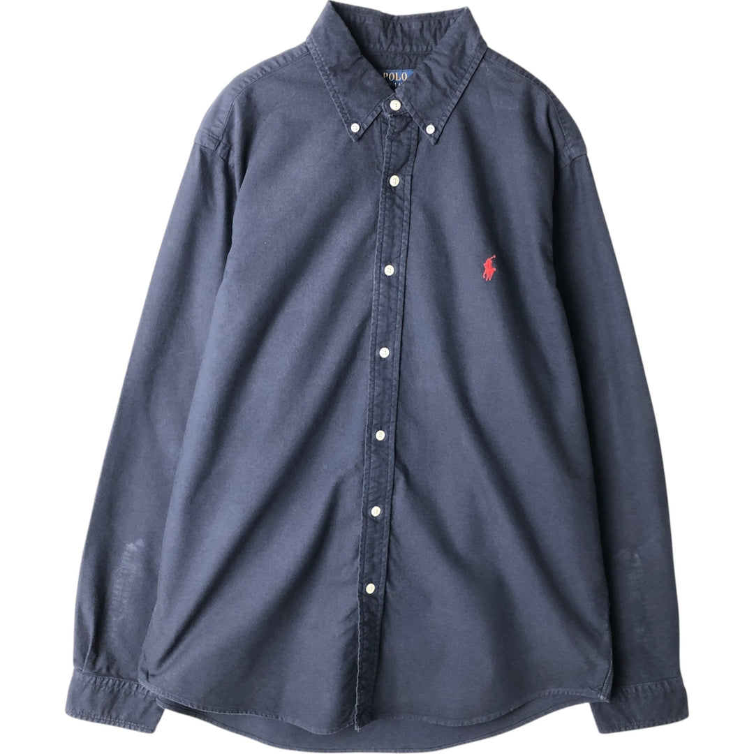Ralph Lauren POLO RALPH LAUREN CLASSIC FIT long-sleeved button-down shirt, men's size L cotton navy blue type Vintage Second Hand