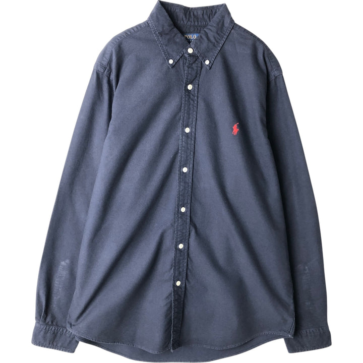 Ralph Lauren POLO RALPH LAUREN CLASSIC FIT long-sleeved button-down shirt, men's size L cotton navy blue type Vintage Second Hand