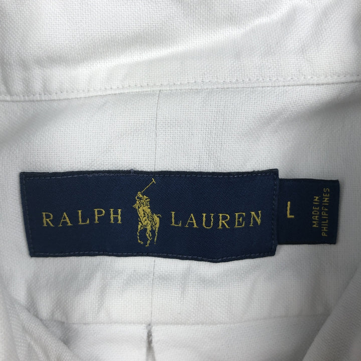 Ralph Lauren long sleeve button down shirt, men's size L cotton white type Vintage Second Hand