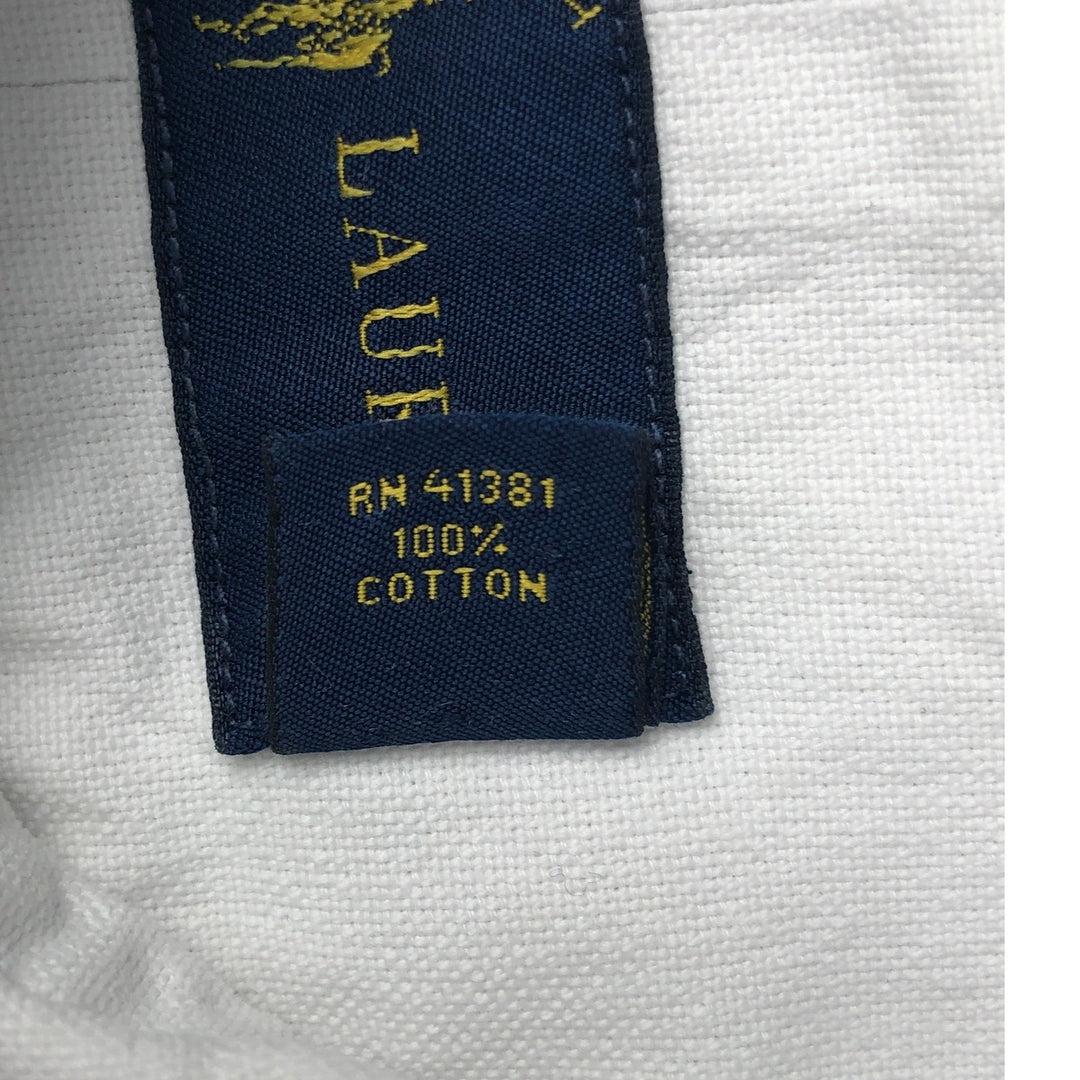 Ralph Lauren long sleeve button down shirt, men's size L cotton white type Vintage Second Hand
