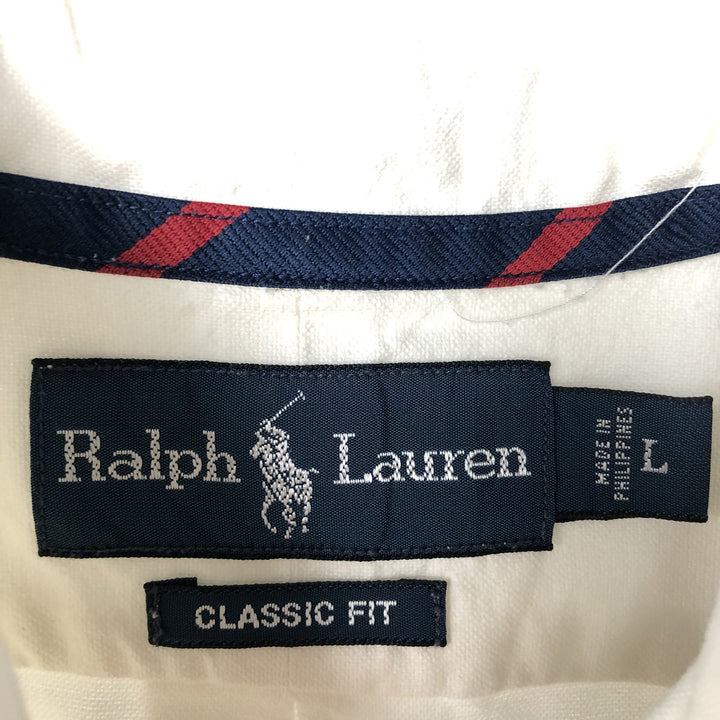 Ralph Lauren Classic Fit Long Sleeve Button Down Shirt, Men's Size L cotton white type Vintage Second Hand