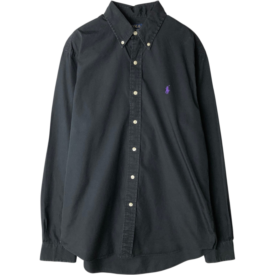 Ralph Lauren POLO RALPH LAUREN CUSTOM FIT long sleeve button down shirt men's M size cotton navy blue type Vintage Second Hand